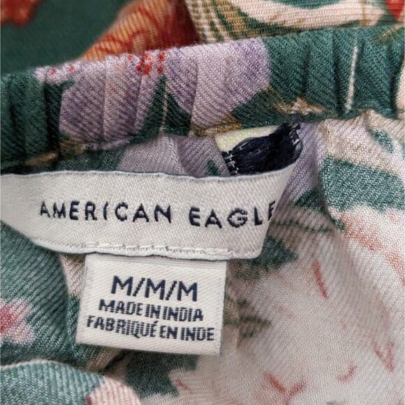 American Eagle Floral Romper Woman Sz Medium Green Peasant Cottagecore Style - Picture 10 of 12